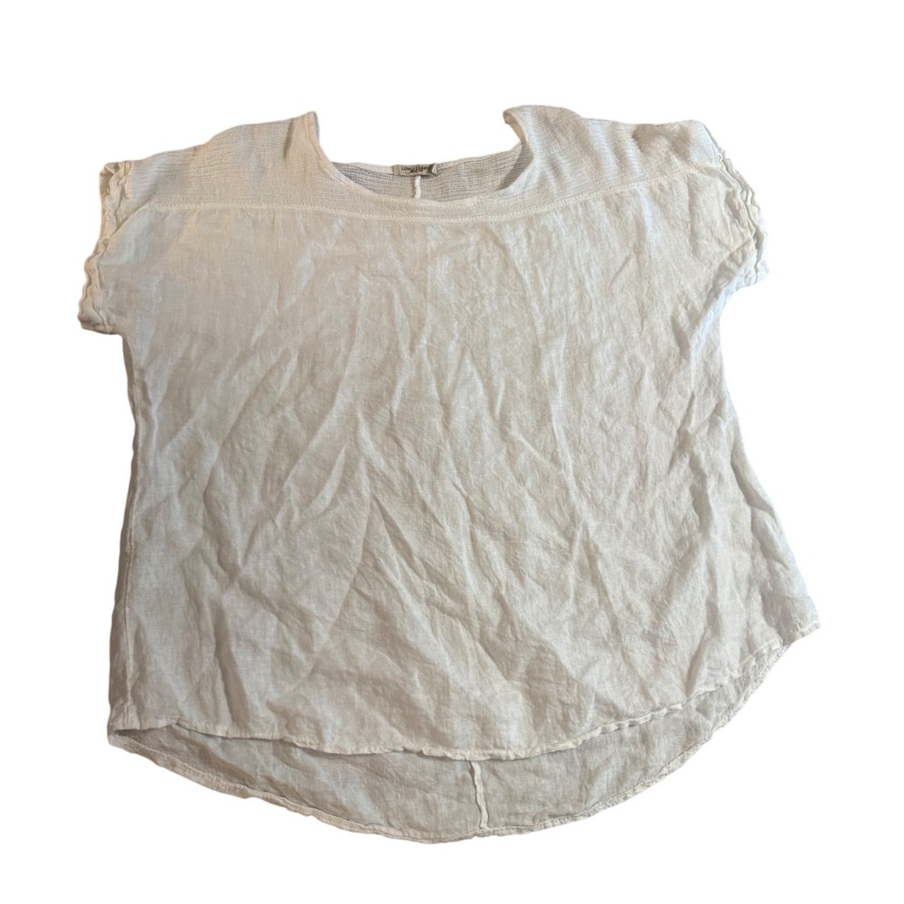 Lungo L'Arno White 100% Linen Blouse Made in Italy Short Sleeve Top Plus Size 1X